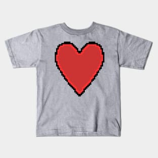 Red 8Bit Pixelart Love Heart Valentines Day Kids T-Shirt